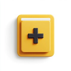 Obraz premium 3D rendered yellow medical plus icon, isolated on white background