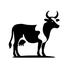 Minimalist Holstein Cow Silhouette: Monochromatic Farm Symbol