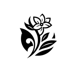 Minimalist Floral Emblem: Black and White Botanical Design