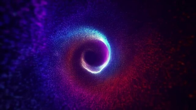 Unleash your creativity with this swirling dot animation: A vibrant vortex of colorful particles creates a mesmerizing and dynamic background, ideal for evoking wonder, enchantment, and a sense of bou