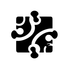 Abstract Puzzle Piece Icon: Black and White Design