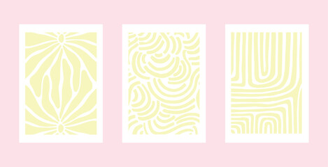 Creative concept of summer bright and juicy cards set. Modern abstract art design with wave shapes and lines. Templates for celebration, ads, branding, banner, cover, label, poster, sales