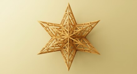 Fototapeta premium Intricate Golden Geometric Star 3D Render: A Study in Symmetry and Structure