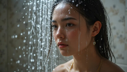 Obraz premium young woman in shower