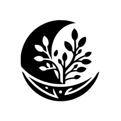 Lunar Growth: Symbolic Tree and Moon in Silhouette