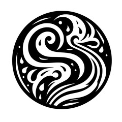 Black and White Water Dance: Abstract Circle Design