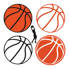 Basketball Icon Set and Dynamic Sketch &ndash; Sports Illustration Pack with Stylized Basketball Designs and Motion Art.