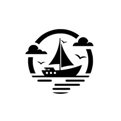 Silhouette of Serene Sailing: Nautical Logo Design