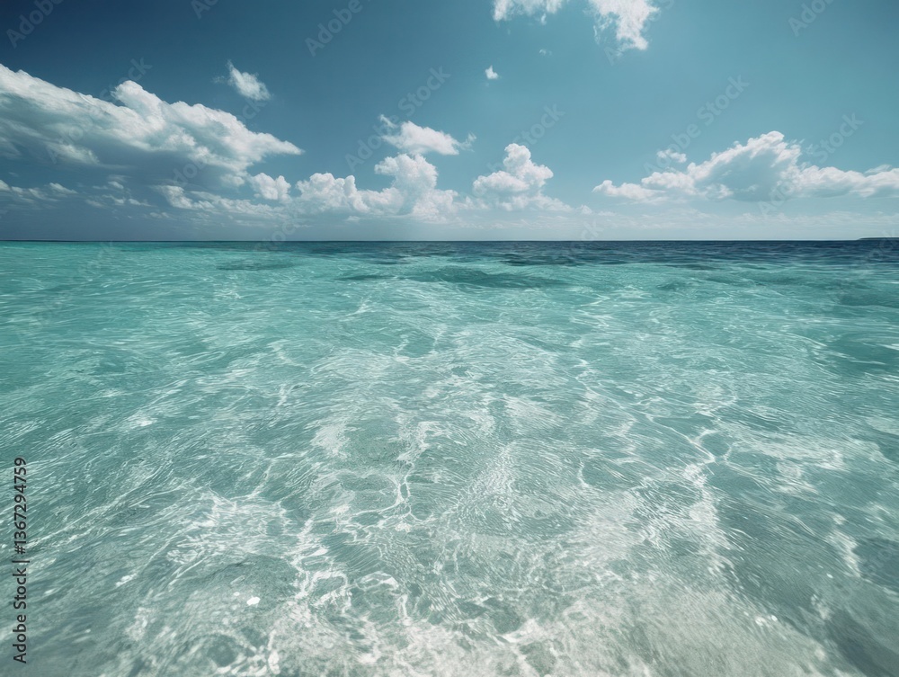 Aufkleber crystal clear turquoise water and a serene blue sky with scattered white clouds create a tranquil an