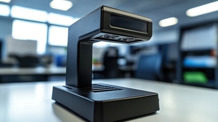 Modern, black, digital device on office desk