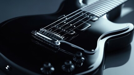 Sleek Black Electric Guitar Close-up