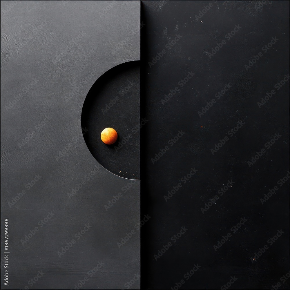 Poster Abstract composition with a circular element and a contrasting dark background creating a sense of mystery and depth