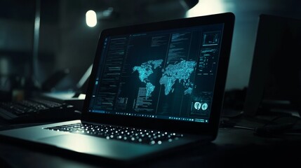 Laptop Screen in Dark Room