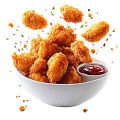 A Crispy Chicken Nugget Platter with Dipping Sauces Isolated on Transparent Background