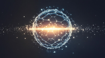 Obraz premium Abstract sphere, interconnected network, glowing center. 