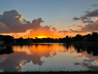 sunset over lake