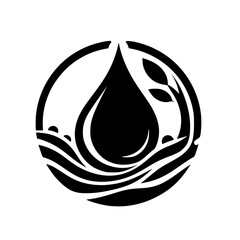 Minimalist Water Conservation Symbol: Circle, Drop, and Growth