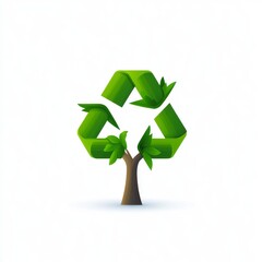 environmental recycling icon with arrows and leaf design on isolated white background 