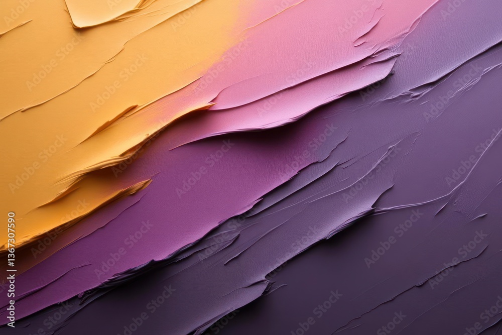 Poster Abstract layered paper texture with yellow pink and purple color gradient rough ripped edges creating a vibrant and textured background design