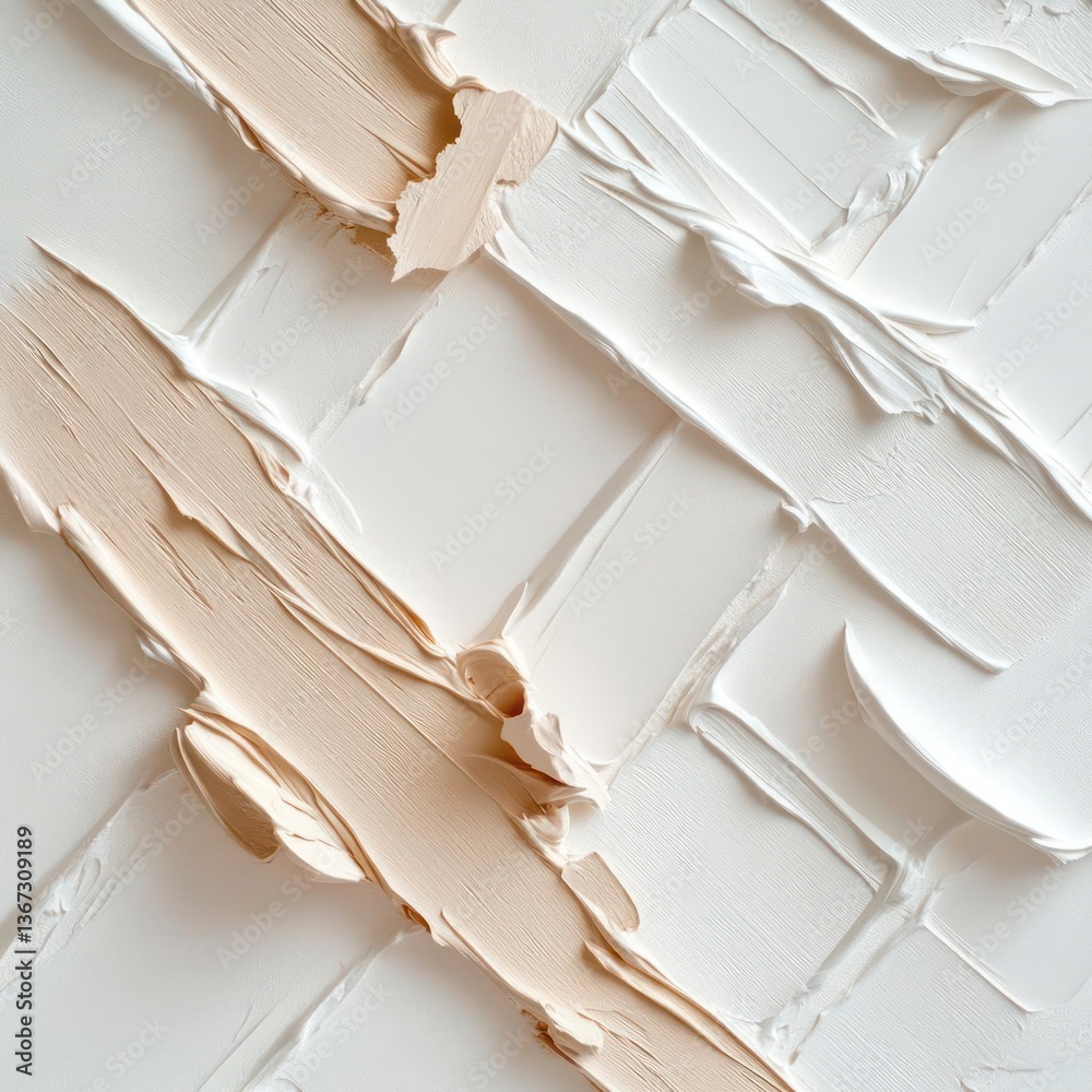 Poster Abstract textured artwork with white and peach brush strokes creating a woven pattern capturing an artistic aesthetic ideal for backgrounds and design