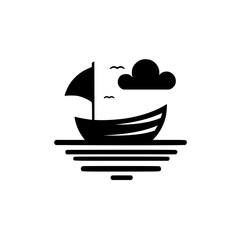 Serene Silhouette: Minimalist Boat on Calm Waters
