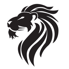 Lion head silhouette, Lion modern sports logo mascot.