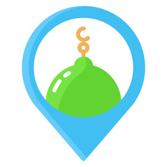 Location Marker Icon Featuring Mosque Dome Symbol Modern Religious Design