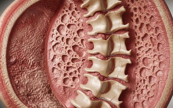 Spine and Vertebrae with Bone Density Loss Body (Spine) Cross-Section,