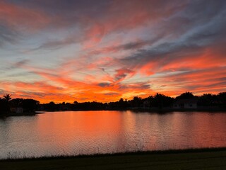 sunset over the lake