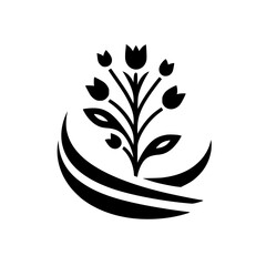 Elegant Black and White Floral Crest