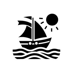 Simplified Seascape: Sailing Vessel Under the Sun
