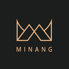 M letter crown minang house logo icon vector concept design