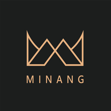 M letter crown minang house logo icon vector concept design