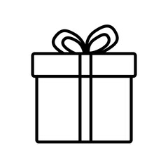 Minimalist black and white gift box with ribbon outline