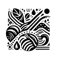 Geometric Nature: Black & White Abstract Composition