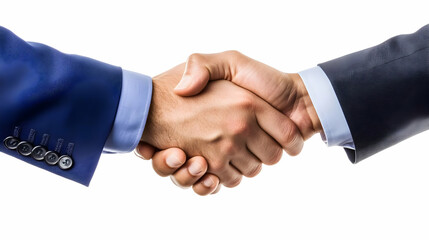 Obraz premium Photo of Handshake between Two Men in Blue Suit on White Background