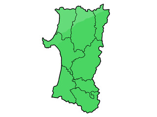 少しゆるい秋田県地図 地域分け 東北 東日本