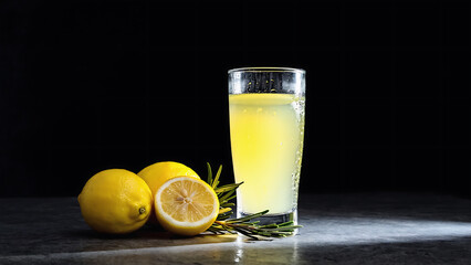 Refreshing Cold Lemonade with Rosemary