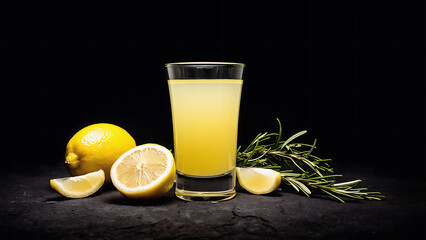 Fototapeta premium Refreshing lemon drink with rosemary