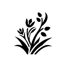 Black and White Floral Design: Minimalist Nature Silhouette