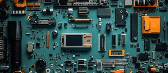 Fototapeta premium A Colorful Collage of Electronic Components