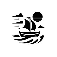 Sailboat Silhouette:  Sailing Under the Sun & Clouds