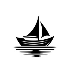 Simple Sailboat Icon: Black & White Minimalist Design