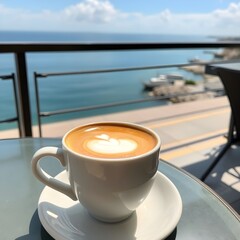 On a sunny day, enjoy a cool cup of coffee while taking in the beautiful sea view from the cafe terrace.