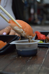 very tasty and appetising Japanese sushi rolls for business