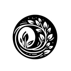 Circular Nature Emblem: Leafy Growth in a Minimalist Design