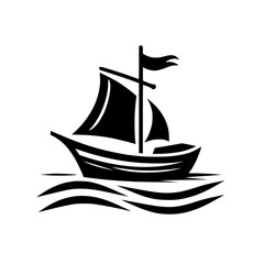 Simple Sailboat Silhouette: Black & White Nautical Icon