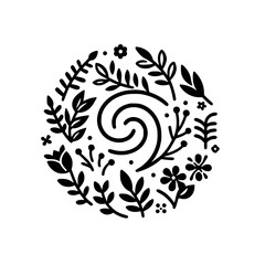 Black and White Botanical Mandala: Elegant Floral Design