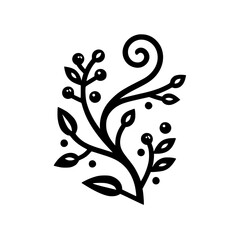 Minimalist Black Botanical Illustration on White Background