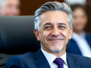 Photo Portrait of a Smiling Businessman in a Formal Suit and Tie